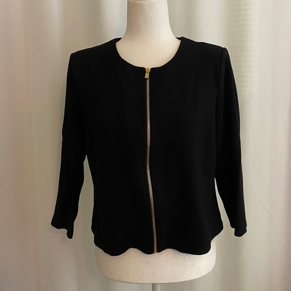 Philosophy Black Cropped‎ Zip Blazer 3/4 Sleeve-Size Large - Picture 1 of 9